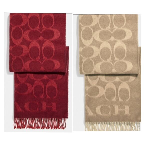 COACH SCARF SIGNATURE OVERSIZED MUFFLER RED OR CAMEL TAN ❗️ BESTSELLER❗NEW❗️ - Picture 1 of 3